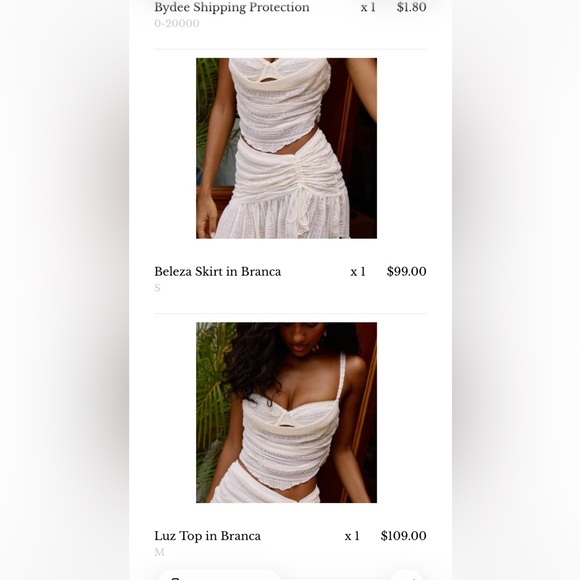 Women's White Ruched Mini Skirt and top set - Picture 2 of 2